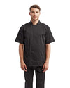 Unisex Short Sleeve Recycled Chef Coat - black