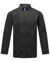 Unisex Ten Studded Front Chef Coat - black