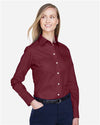 Women's Crown Collection® Broadcloth Woven Dress Shirt - burgundy