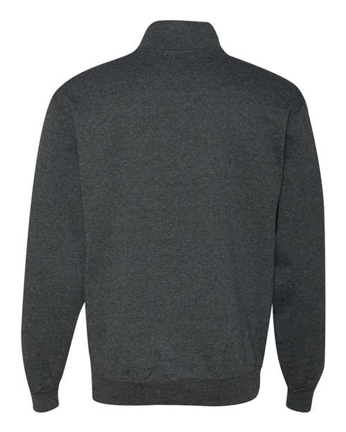 Unisex Nublend® Cadet Collar Quarter-Zip Sweatshirt - black heather by JERZEES - Fleece - Premium - Crew