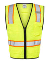 Unisex 6 Pocket Contrast Class 2 Vest - lime