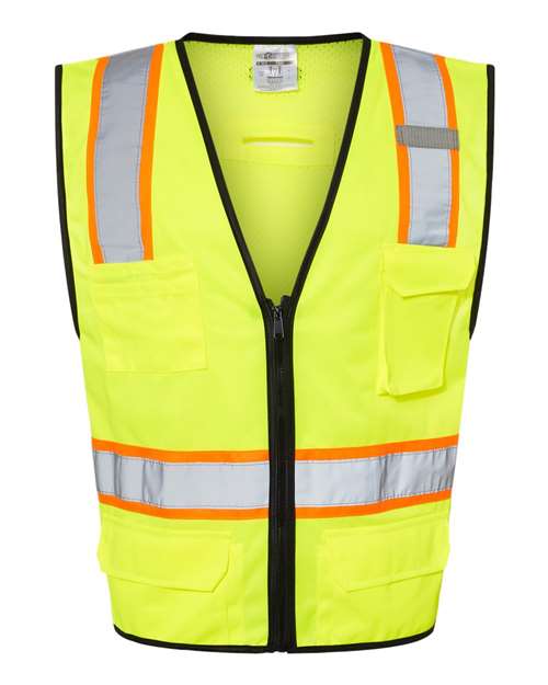 Unisex 6 Pocket Contrast Class 2 Vest - lime by Kishigo - Accessories