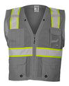 Unisex EV Series® Enhanced Visibility Multi-Pocket Mesh Vest - grey/ lime - b111