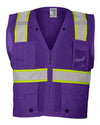 Unisex EV Series® Enhanced Visibility Multi-Pocket Mesh Vest - purple/ lime - b109