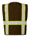 Unisex EV Series® Enhanced Visibility Multi-Pocket Mesh Vest - brown/ lime - b108